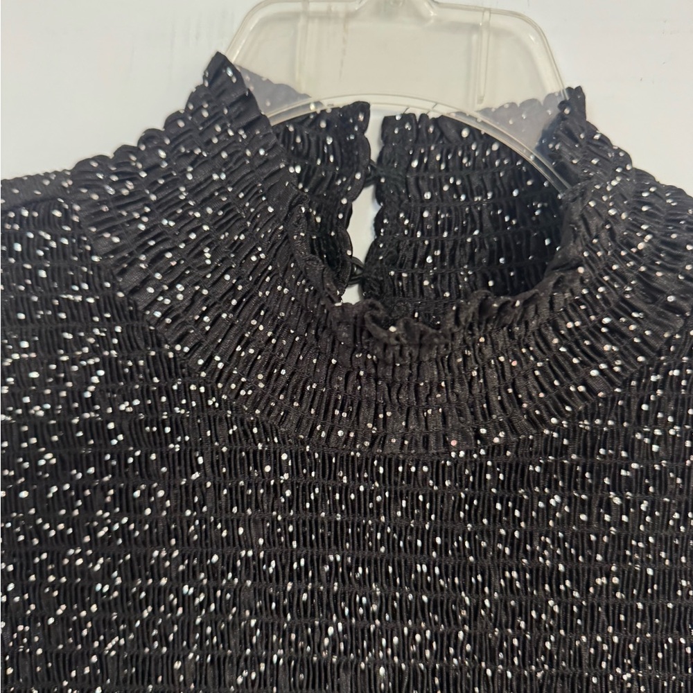 Adrianna Papell Black Top with Silver Dots Shimmer Lightweight Size XL